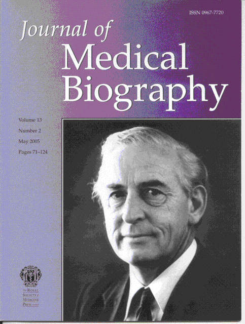 Cover of Journal of Medical Biography May 2005 shows portrait of Sir William Liley from this article