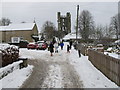 Helmsley Castle in snow