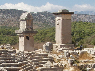 Pillar tombs by the theatre at Xanthos